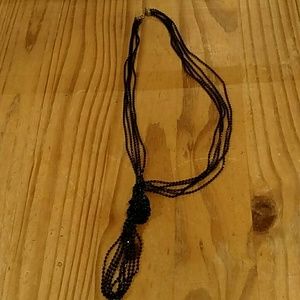 Vintage black beaded necklace! Five strands!